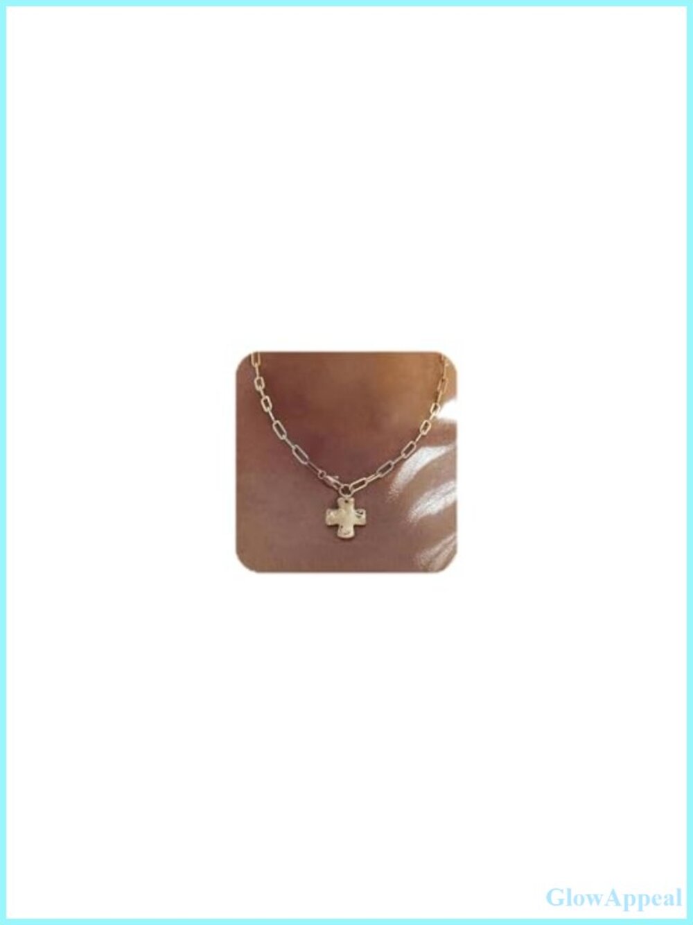 Gold Plated Chunky Cross Necklace Paperclip Chain Pendant